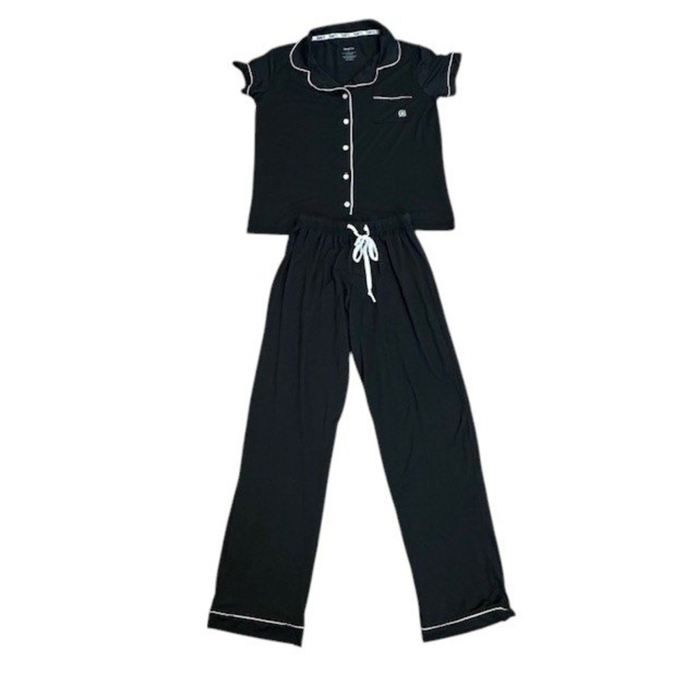 Born Pajama Set‎ Sleepwear Loungewear Button-Down Top & Pants Black Sz Sm